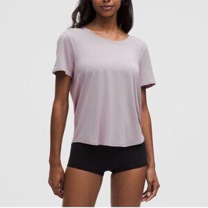 NWT Lululemon Mauve Grey Modal-Silk Twist-Back Short-Sleeve Shirt XS